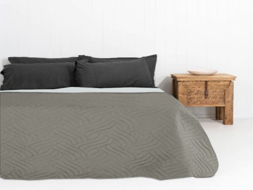 Κουβερλί Μονό Microfiber Διπλής Όψης Λαδί-Ιβουάρ Γαρύφαλλο | Garifallo.gr